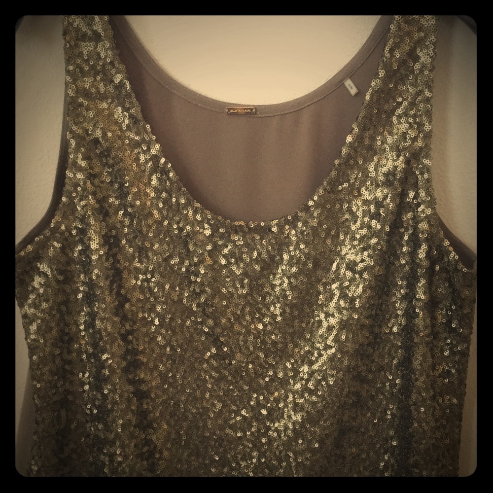 Elie Tahari Gold Sequin Top